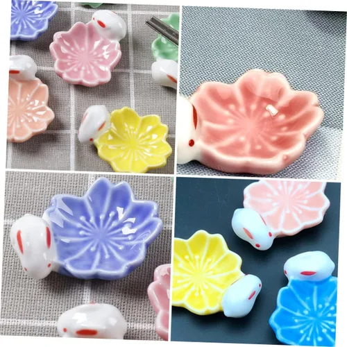 Vista 8 de Mikinona 5 uds. Cerámica flor de cerezo palillos resto palillos japoneses titular soporte soporte flor cerezo estante estilo japonés s