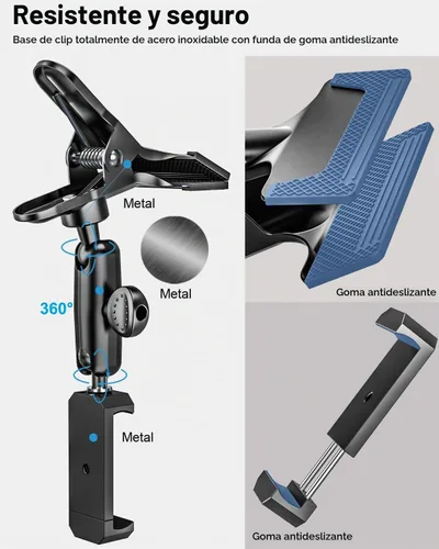 Vista 6 de Soporte para teléfono con visera solar para automóvil, abrazadera de brazo de metal, soporte de teléfono celular para tu automóvil, soporte