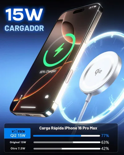 Vista 2 de Yootech para cargador Mag-Safe, almohadilla de carga inalámbrica rápida Qi2