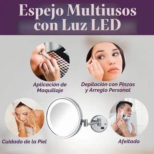 Vista 7 de JERDON HL1016CLD - Espejo de maquillaje con cableado para montaje en pared, 5X/1X, cromado, HL1016CLD Alambre directo cromado