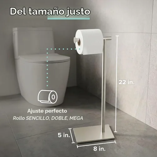Vista 2 de Gatco 1431SN, soporte de papel higiénico independiente con base rectangular, moderno, 22.25 pulgadas, níquel satinado/soporte de papel higiénico