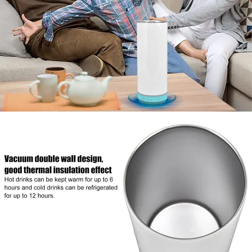 Vista 2 de Vaso de altavoz de 20 onzas, taza de altavoz impermeable de acero inoxidable, vaso con altavoz Bluetooth, altavoz de 3 W, vacío de doble pared