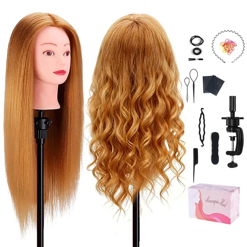 Vista 17 de Mannequin Head with 100% Human Hair,TopDirect 16"Real Hair Cosmetology Mannequin Manikin Head Hair Styling Hairdressing Practice Training Doll Head