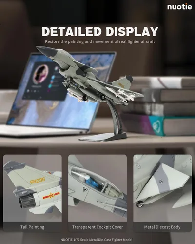 Vista 4 de NUOTIE 1/72 J10 Vigorous Dragon Fighter Jet Modelo Militar Aeronave Diecast Metal Modelo Adulto Modelo de Avión con Soporte para Entusiastas