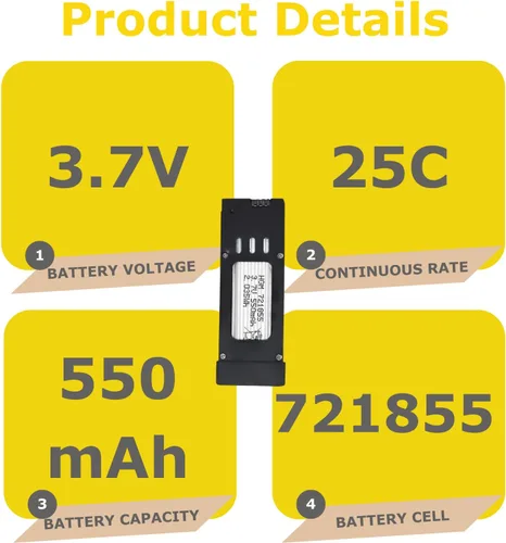 Vista 3 de 5 unids E58 3.7V 550mAh 25C 721855 baterías de litio recargables para JY019 WiFi Mini FPV Quadcopter RC Drone