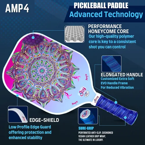 Vista 6 de 4Joy Pickleball Paddle Serie Amp4 – T700 de fibra de carbono Pickleball sin palas – Raquetas profesionales de pickleball para mujeres y hombres