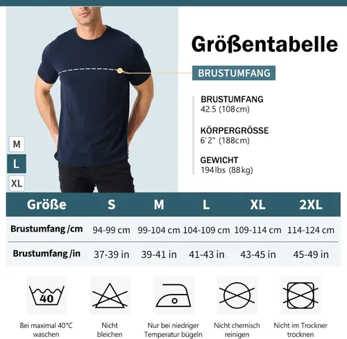 Vista 7 de Merino Protect Camiseta de Lana Merino 100% para Hombre de Manga Corta Ajustada Camiseta Interior Suave Ligera Camiseta para Viajes Senderismo
