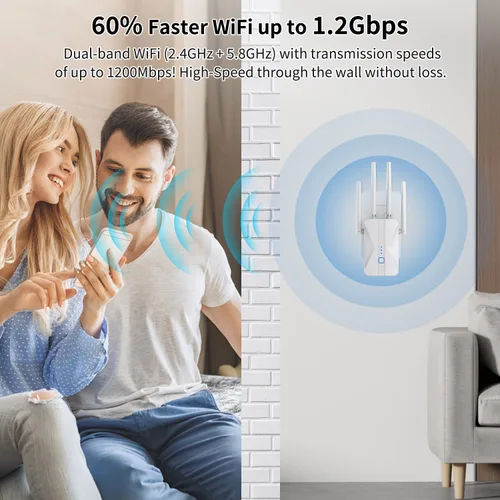 Vista 3 de Amplificador de señal WiFi, extensor WiFi 2026 AC1200Mbps de banda dual