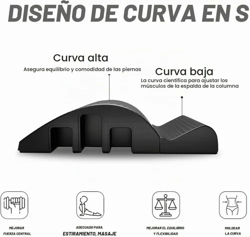 Vista 4 de Barril de arco corrector de columna vertebral de Pilates para flexibilidad de espalda, fuerza central y soporte de postura, espuma de pilates