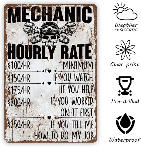 Vista 3 de Divertido letrero de mecánico, divertidos letreros de metal vintage, regalos mecánicos para hombres, papá y marido, letrero de metal vintage por