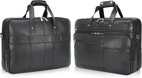 Vista 8 de Polare - Maletín de cuero de grano completo XL de 18 pulgadas para hombres, maletín de viaje de negocios, bolsa de mensajero para portátil de 17.3
