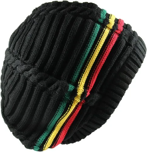 Vista 2 de RW Gorro de punto acanalado clásico Rasta 100% algodón