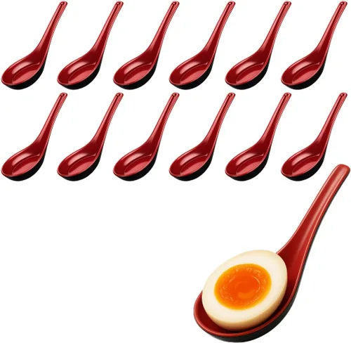Vista 4 de JapanBargain 2398x12 - Juego de 12 cucharas de sopa de fideos asiáticos, japonesas, chinas, Wonton Soba, arroz Pho Ramen, color beige