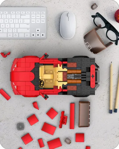 Vista 4 de Mould King Speed Champion Veyron Bloques de construcción con vitrina, juego de construcción de súper auto, 370 piezas de kits de autos de carreras