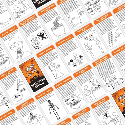 Vista 2 de Funwares Edición Espeluznante de Halloween, 100 Minutos de Juegos Divertidos - Minute to Win It Fiesta Familiar y de Viaje para Niños y Adultos