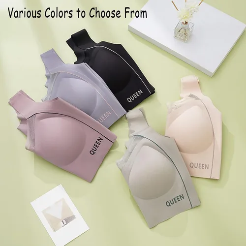 Vista 6 de Libiyi - Sujetadores transpirables de gran tamaño para mujer, sujetadores Dotmalls, bralettes inalámbricos, banda elástica para mujer