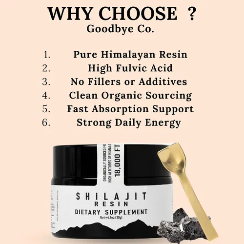 Vista 7 de The Goodbye Company Resina pura Shilajit – Orgánica con más de 85 oligoelementos y ácido fúlvico puro; para hombres y mujeres, impulso de energía