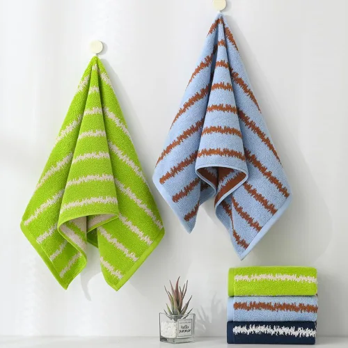 Vista 5 de YiLUOMO Toalla de mano verde moderna con diseño de ondas, súper suave, 100% algodón, altamente absorbente, toallas de mano para baño, 13 x 29