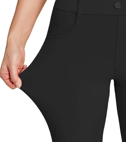 Vista 4 de Amoy Pantalones de vestir para mujer, pierna rectacorte de bota, pantalones de trabajo elásticos, pantalones de oficina, negocios, casual, golf