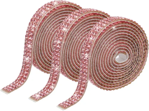 Vista 50 de MECCANIXITY 3 rollos de cinta de diamantes de imitación autoadhesiva de 3 yardas y 0.315 in para proyectos de artes y manualidades, pasteles de Beige
