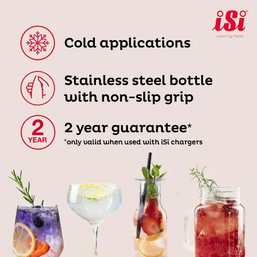 Vista 5 de iSi North America Cargadores de sifón de soda de CO2, 0.30 oz de dióxido de carbono, compatible con Classic SodaMaker y sifón de soda de acero