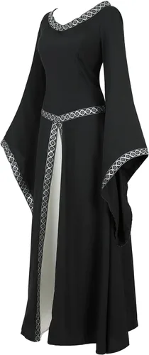 Vista 2 de Lehauya Disfraz renacentista para mujer, vestido irlandés medieval, vestido retro victoriano, vestido largo de cosplay