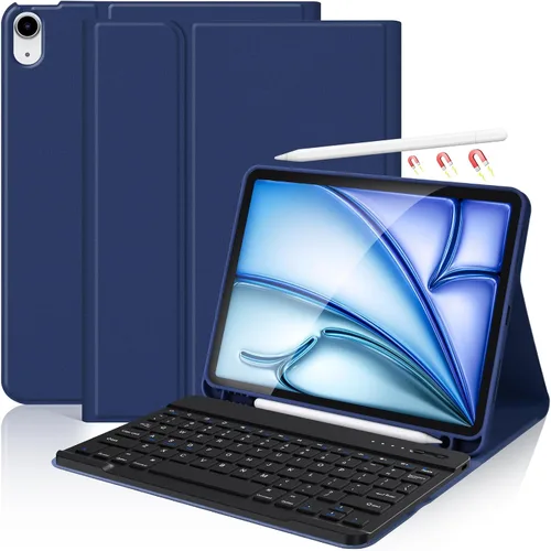 Vista 11 de KBCASE Funda para iPad Air de 11 pulgadas (M3/M2) 2025/2024 con Teclado, Funda de Teclado para iPad Air 5ª/4ª generación/para iPad Pro 11 2018