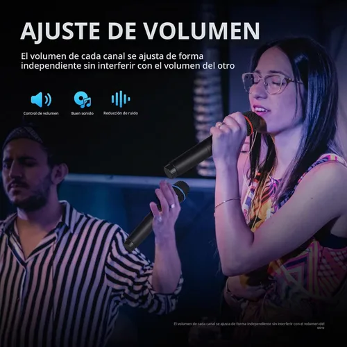 Vista 4 de D Debra Audio AU200 Pro UHF Sistema de micrófono inalámbrico de 2 canales con micrófonos de diadema lavalier inalámbricos de mano, receptor