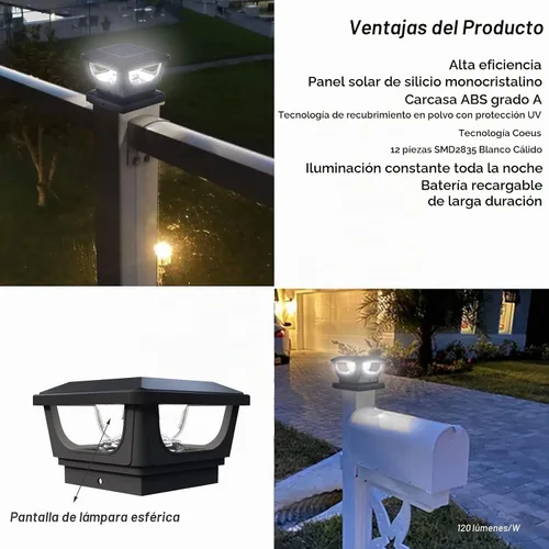 Vista 9 de Luces solares para postes de metal de 3 x 3 pulgadas y postes de vinilo