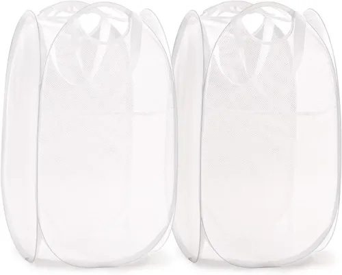 Vista 19 de Cesta de malla desplegable para ropa sucia con asas duraderas - Cesta plegable portátil para dormitorio, baño y viajes (negro)