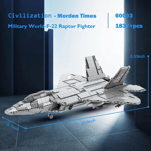 Vista 3 de JMBricklayer Conjunto de Bloques de Construcción del Avión de Combate F-22 Raptor, Juego de Construcción de Avión Militar, Conjuntos de Construcción
