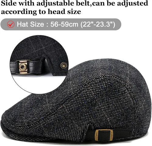 Vista 2 de Happy Cherry Mens Flat Top Newsboy Hat Adjustable Lightweight Cap