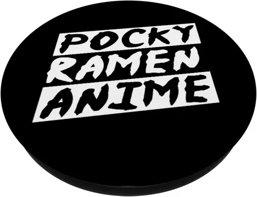 Vista 2 de Camisa de comida asiática Pocky Ramen anime japonés cómic Nerd regalo PopSockets agarre y soporte para teléfonos y tabletas, Negro