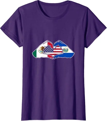 Vista 13 de Corazón manos México, El Salvador y Estados Unidos. Camiseta, Negro