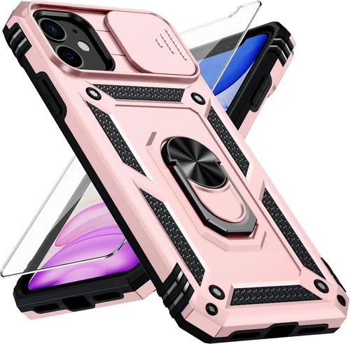 Vista 23 de Funda para iPhone 11 Pro con cubierta para lente de cámara, protector de pantalla HD, protección contra caídas de grado militar de 10 pies, soporte