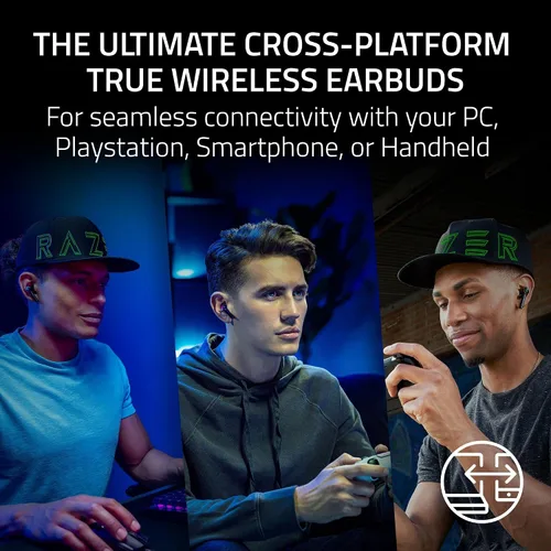 Vista 2 de Razer Nuevos auriculares inalámbricos Hammerhead Pro HyperSpeed para PC, Playstation, Switch, móvil ANC ajustable - Funda de carga inalámbrica