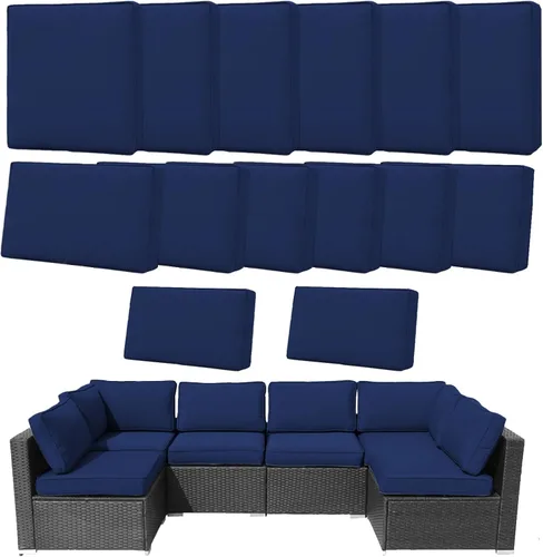 Vista 9 de 14 Fundas de Cojines para Exteriores de Repuesto Lavables Impermeables Resistentes a UV con Cremallera para Sofá de 6 Plazas Fundas Deslizantes