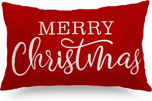 Vista 11 de Funda de almohada lumbar de Navidad negra de 12 x 20 pulgadas para decoraciones de Navidad, fundas de almohada de Feliz Navidad, fundas de cojín