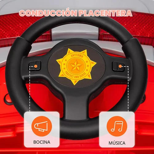 Vista 8 de Qaba - Camión de bomberos de 12 V, coche eléctrico a batería para niños, rojo