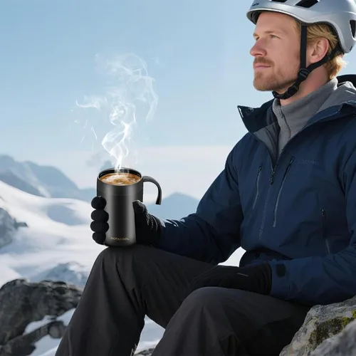 Vista 9 de Juego de cafetera de campamento de 16.5 onzas, cafetera portátil de acero inoxidable 304, cafetera de camping para exteriores, viajes, hogar