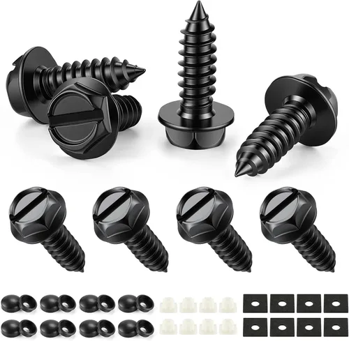 Vista 9 de Juego de tornillos antirrobo para placa de matrícula para asegurar marcos y cubiertas, pernos para placa de matrícula, tornillos M6 (1/4") a prueba