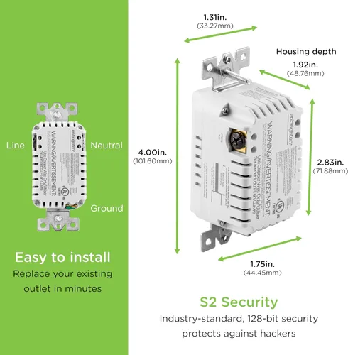 Vista 2 de Enbrighten Z-Wave Plus 14315 toma inteligente de pared resistente a manipulaciones, funciona con Alexa, Google Assistant, 1 toma Z-Wave y 1 toma