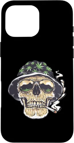 Vista 19 de Funda para iPhone 16 Marihuana Smoking Skull Camo Island Chilling Weed Stoner 420