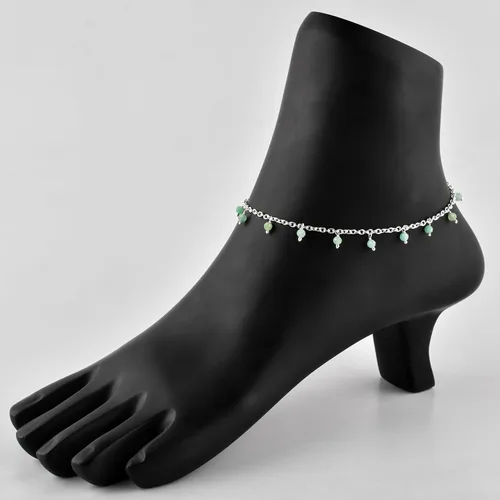 Vista 49 de Yanara Tobilleras de piedras preciosas para mujer, piedra natal natural, chapada en plata, joyería hecha a mano en 8.5 + 1.5 pulgadas, cristales