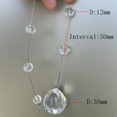 Vista 5 de Cuentas de cristal transparente, hebras de cuentas de vidrio, decoración colgante para arco de boda, centros de mesa, cortina, candelabro, puerta