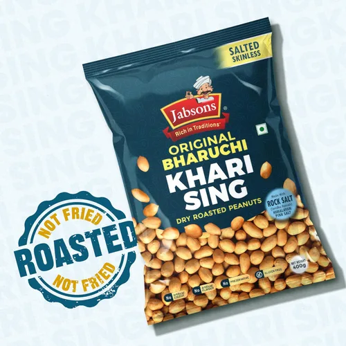 Vista 2 de Jabsons - Cacahuetes tostados sin piel (Bharuchi Khari Sing) 400 G, sal del Himalaya