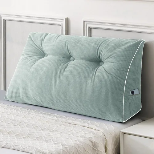 Vista 55 de Sasttie Almohada de Cabecera Queen, Almohada de Cuña de Cabecera para Sentarse en la Cama, Cojín Triangular con Soporte de Respaldo para Leer - Con