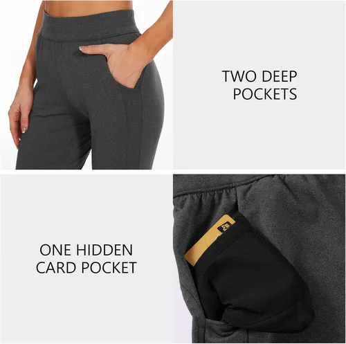 Vista 6 de Lightbare Pantalones deportivos con forro polar para mujer, elásticos, resistentes al agua, con bolsillos para el invierno atlético