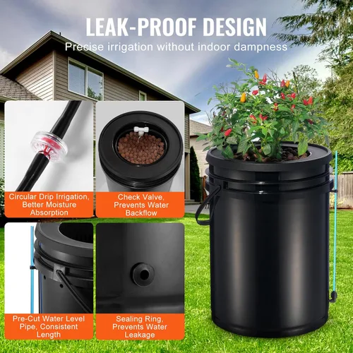 Vista 4 de VEVOR Sistema de Cultivo Hidropónico DWC, Sistema de Cultivo Hidropónico con Kit de Goteo Superior, Cultura de Agua Profunda de 5 Galones con Bomba