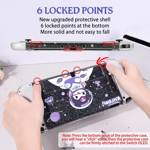 Vista 3 de DLseego Little Devil Rabbit - Funda protectora OLED con interruptor de purpurina para astronauta, transparente, acoplable, antiarañazos, carcasa